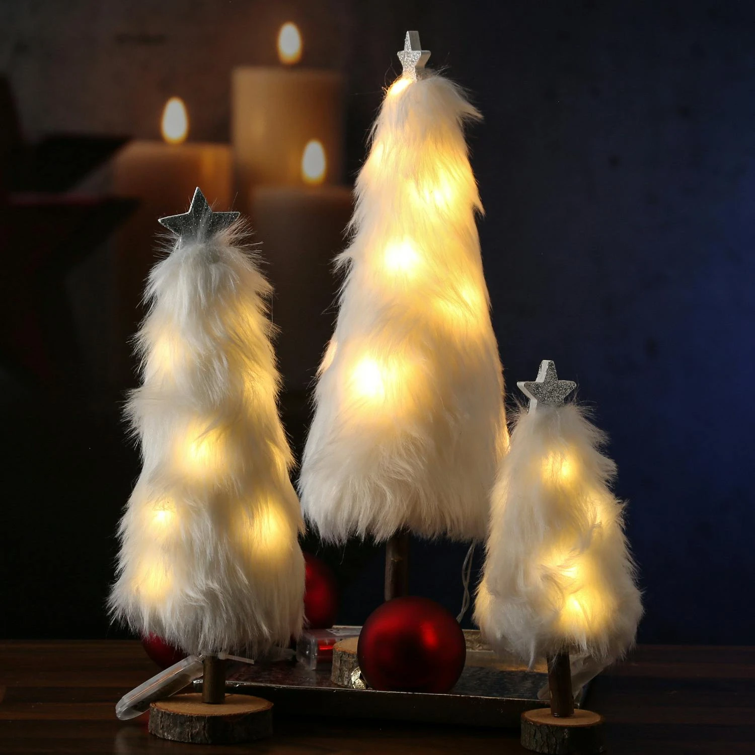 LED Dekobaum PLÜSCH Mit Sternspitze Plüschfell Leuchtend H: 36,5cm Batterie Weiß 7 LED Dekobaum PLÜSCH Mit Sternspitze Plüschfell Leuchtend H: 36,5cm Batterie Weiß – Bild 7