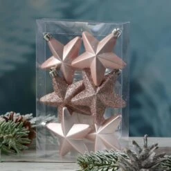 Baumkugeln Sterne Christbaumschmuck Bruchfest Glänzend Glitzernd Rosa 6St. -VIDAXL Store d54138d5 bc90 4a97 a080 62209354f217