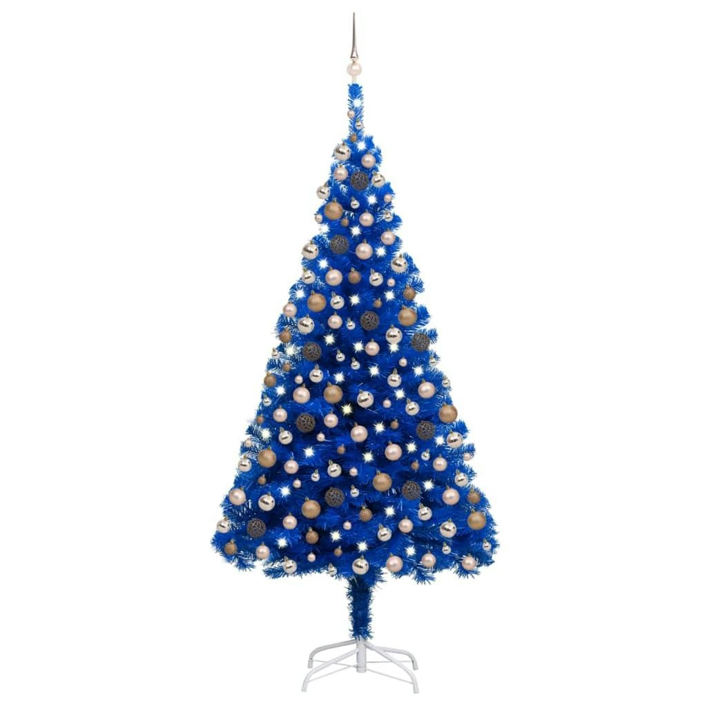 VIDAXL Künstlicher Weihnachtsbaum Mit LEDs & Kugeln Blau 240cm PVC 1 VIDAXL Künstlicher Weihnachtsbaum Mit LEDs & Kugeln Blau 240cm PVC
