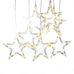 LED Lichtervorhang Sterne 7 Acryl Sterne Sternenvorhang 130x100cm Für Fenster