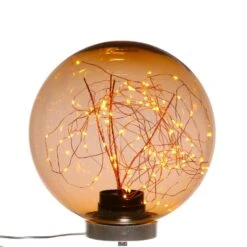 LED Kugel Mit Drahtlichterkette Gartenleuchte Stehend 100LED Amber 25cm F. Außen