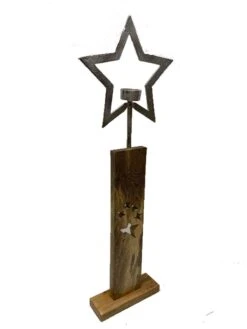 Tarrington House Stern-Teelichthalter, Aluminium/ Holz, 24 X 7 X 74 Cm, Mit Hochrechteckigem Sockel, Silber -VIDAXL Store dc14a91e 1fad 48df 885b e02ec8cf8da4