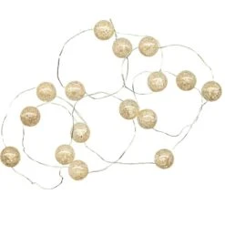 LED Draht Lichterkette Kugeln 15 Leuchtende Bälle Eisglas Bruchglas Optik L:1,4m