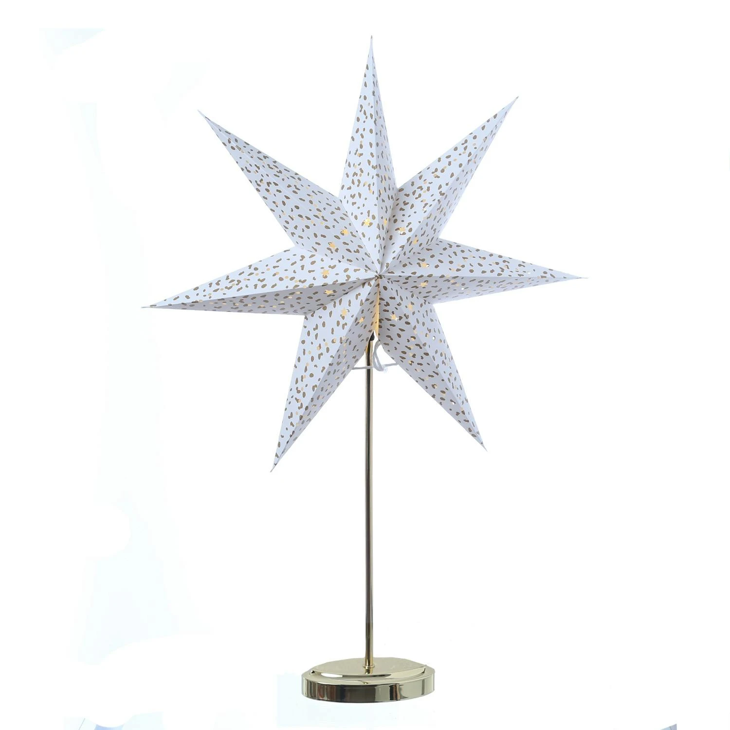 LED Papierstern Leuchtstern Standstern 7-zackig H: 75cm Timer Batterie Gold 1 LED Papierstern Leuchtstern Standstern 7-zackig H: 75cm Timer Batterie Gold