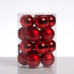 Christbaumkugel Weihnachtskugel Glas D: 6cm GlÀnzend Und Matt Rot 20er Set