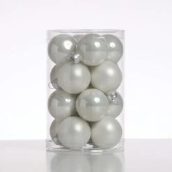 Christbaumkugel Weihnachtskugel Glas D: 3,5cm Glänzend Und Matt Weiß 16er Set