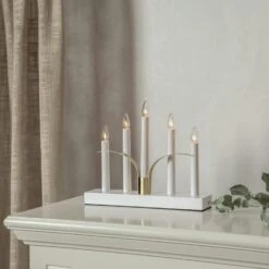 Fensterleuchter Lilja 5flammig E10 Glühlampen Weihnachsbeleuchtung 25cm Weiß -VIDAXL Store e8c2fdaf 428d 4753 959b 3bb2a7f04393