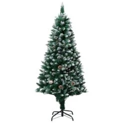 VIDAXL Künstlicher Weihnachtsbaum Mit LEDs & Zapfen & Schnee 210 Cm