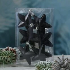 Baumkugeln Sterne Christbaumschmuck Bruchfest Glänzend Glitzernd Schwarz 6St. -VIDAXL Store f1e63b91 45d3 4556 a783 baf1fe5fe620