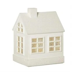 LED Haus Lichthaus Dekohaus Leuchthaus Glitzerhaus Wasserlaterne H: 15,5cm Timer