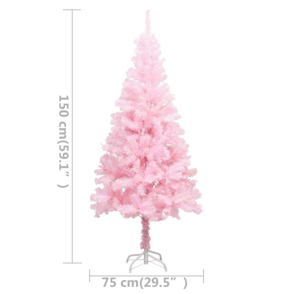 VIDAXL Künstlicher Weihnachtsbaum Mit LEDs Ständer Rosa 150 Cm PVC 6 VIDAXL Künstlicher Weihnachtsbaum Mit LEDs Ständer Rosa 150 Cm PVC – Bild 6