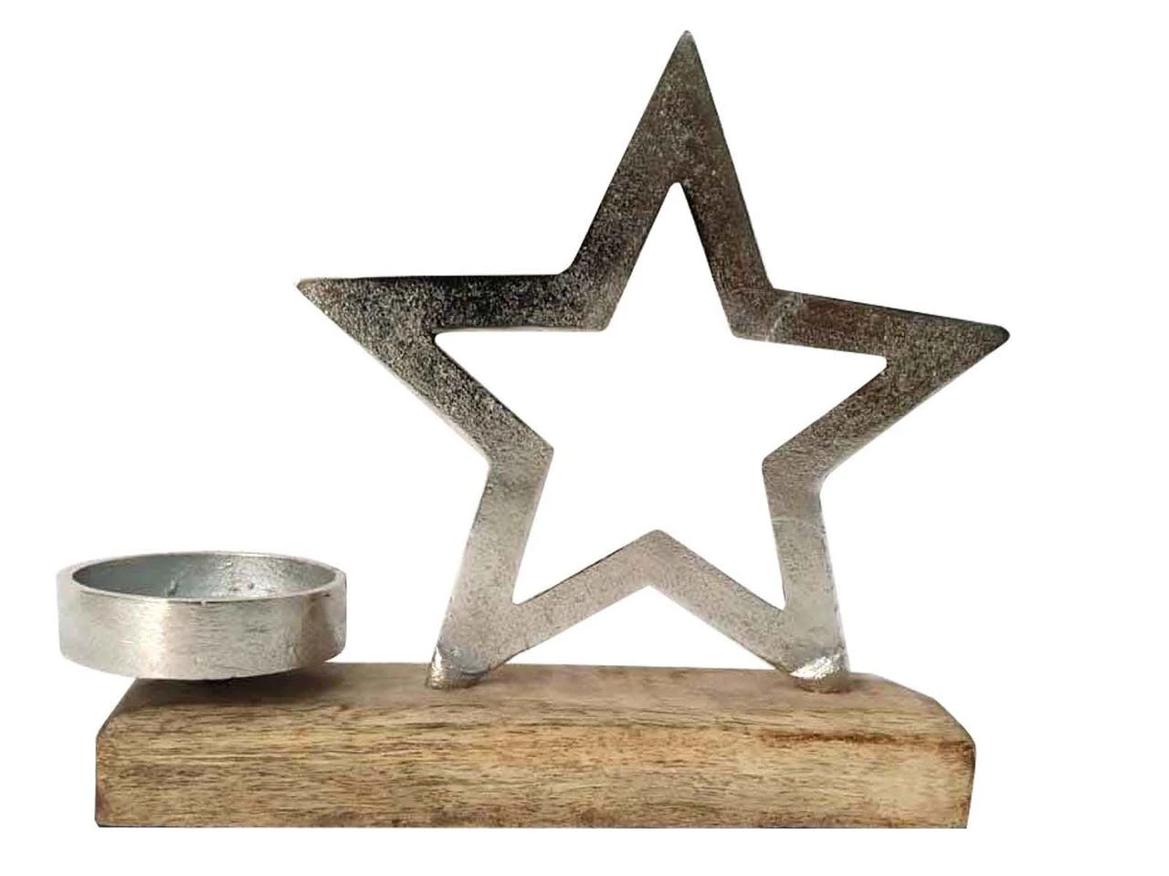 Tarrington House Kerzenhalter, Aluminium/Holz, 26 X 8 X 18 Cm, Mit Dekorativem Stern Und Rechteckigem Sockel, Silber 1 Tarrington House Kerzenhalter, Aluminium/Holz, 26 X 8 X 18 Cm, Mit Dekorativem Stern Und Rechteckigem Sockel, Silber