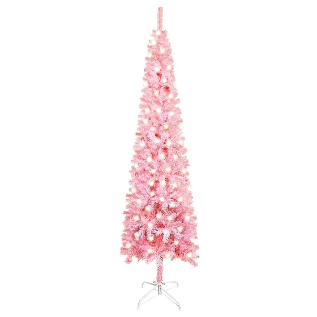 VIDAXL Weihnachtsbaum Schlank Mit LEDs Rosa 120 Cm 3 VIDAXL Weihnachtsbaum Schlank Mit LEDs Rosa 120 Cm – Bild 3