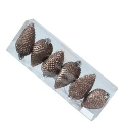 Christbaumschmuck Baumschmuck Tannenzapfen Bruchfest Glitzernd 8cm Braun 6St.
